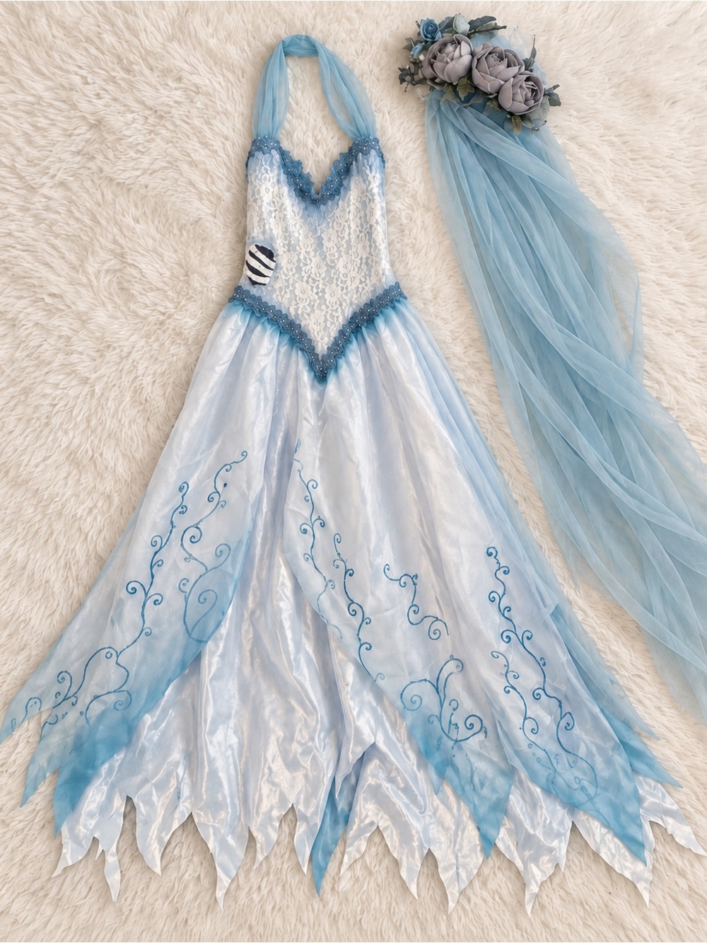 Emily Corpse Bride Costume Adult Small 4–6 Complete Set plus Bouquet